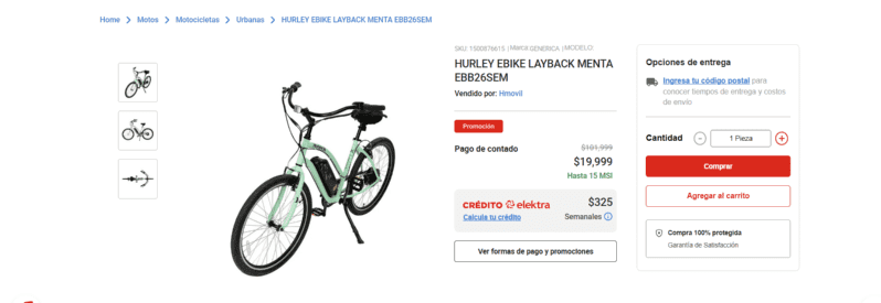 ¿error o trampa? elektra hace rebaja irracional a bicicleta hurley: de $101,999 a $19,999
