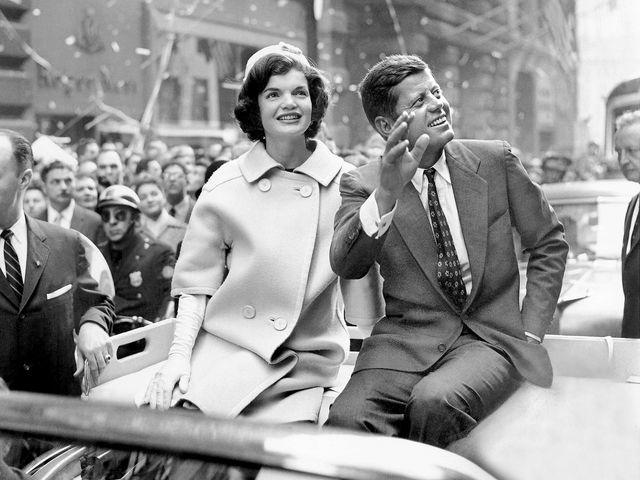 Frank Hurley/NY Daily News Archive/Getty John F. Kennedy and his wife, Jacqueline, ride up Broadway in a ticker-tape parade.