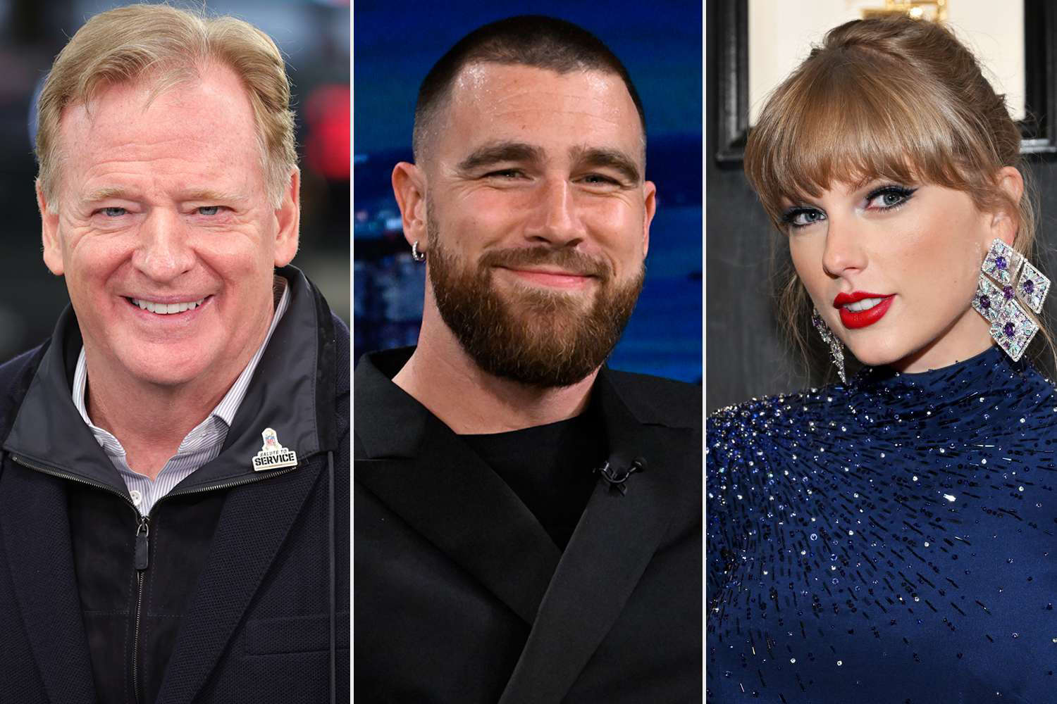 Nfl Commissioner Roger Goodell Embraces Travis Kelce And Taylor Swifts Romance Its Great For