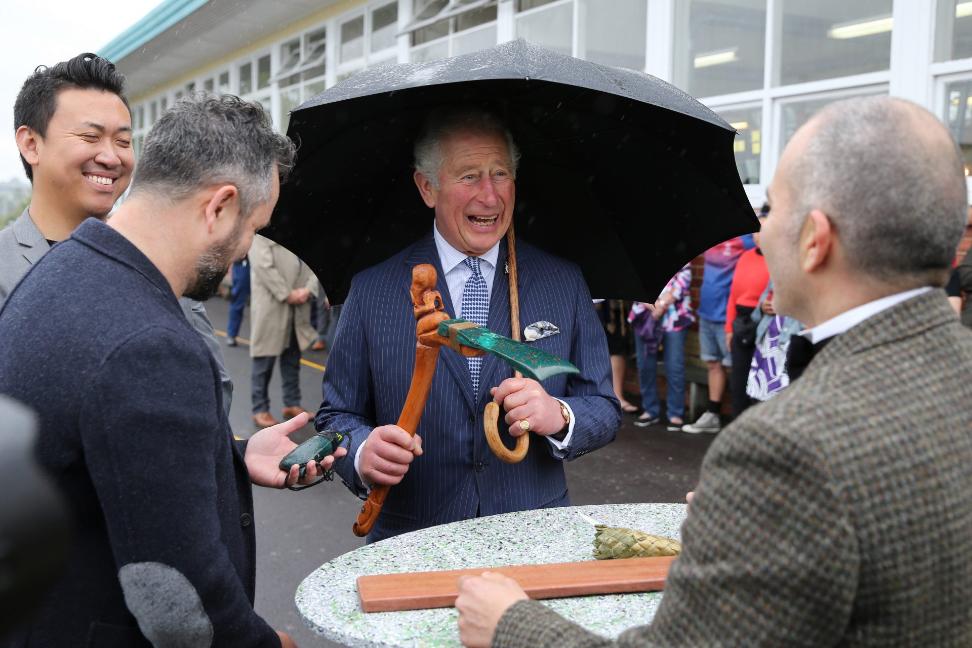 <p>Charles received a Maori axe at the Critical Design event in Auckland. He seemed quite pleased with it. Perhaps he can put it to good use now that he is King.</p>