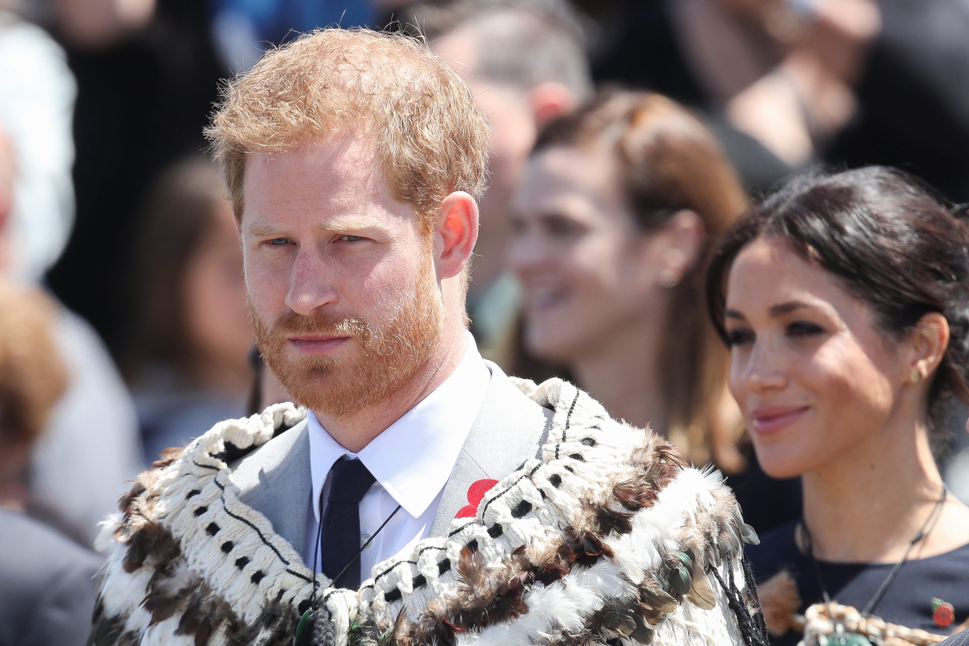 <p>Prince Harry and Meghan Markle wore Korowai, traditional Maori cloaks, during their visit to Te Papaiouru, Ohinemutu, in Rotorua.</p>