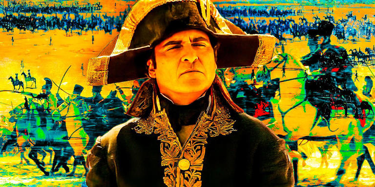 Joaquin Phoenix as Napoleon pasted over edited battle scenes from the film