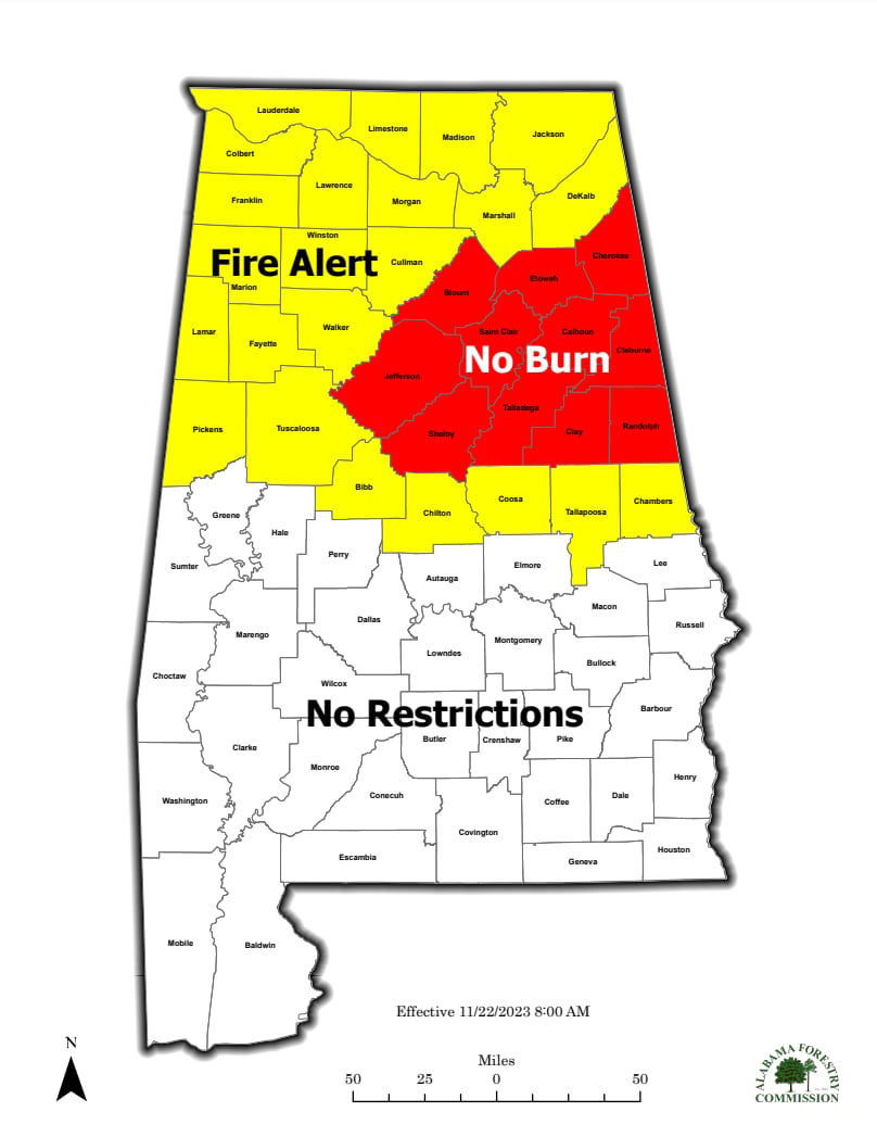 Alabama Forestry Commission lifts burn ban for some, while others still