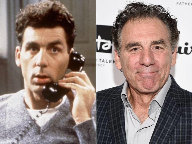 Wayne Williams/NBCU Photo Bank ; Michael Buckner/Getty Left: Michael Richards as Cosmo Kramer in 'Seinfeld.' Right: Michael Richards at the Inaugural Los Angeles Fatherhood Lunch in 2015.