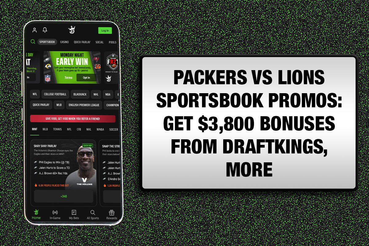 Packers-Lions Sportsbook Promos: Get $3,800 Bonuses From DraftKings, More