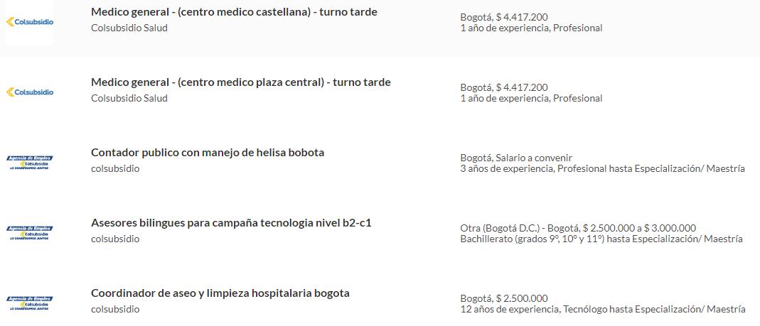colsubsidio busca empleados para sus centros médicos: estas son las ofertas con salarios entre $1,3 y $6 millones
