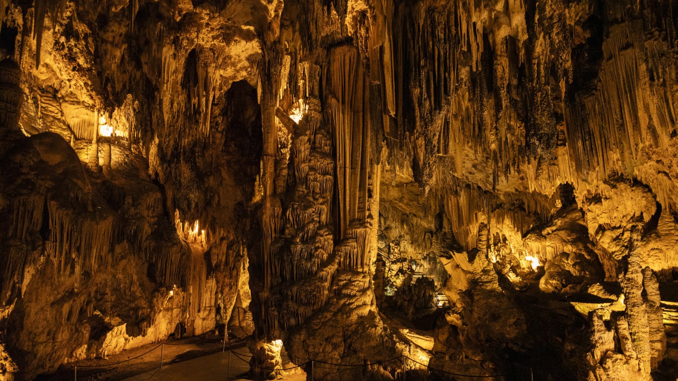 <p><strong>> Location: </strong>Spain</p> <p>The Nerja Caves, in the province of <span>Málaga</span> region of Spain, feature paintings on rock formations from the Paleolithic era as well as the world's largest stalagmite. This series of caves, comprised of Nerja I and Nerja II, extends slightly over three miles. Nerja I, which forms a natural amphitheater, is home to concerts that are held on a regular basis. Nerja II is not open to the public.</p>