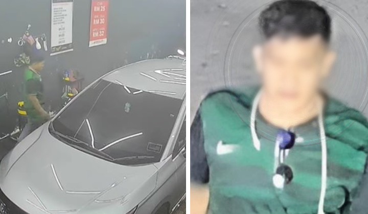 [watch] brazen car theft at shah alam car wash, suspect pretends to be an employee