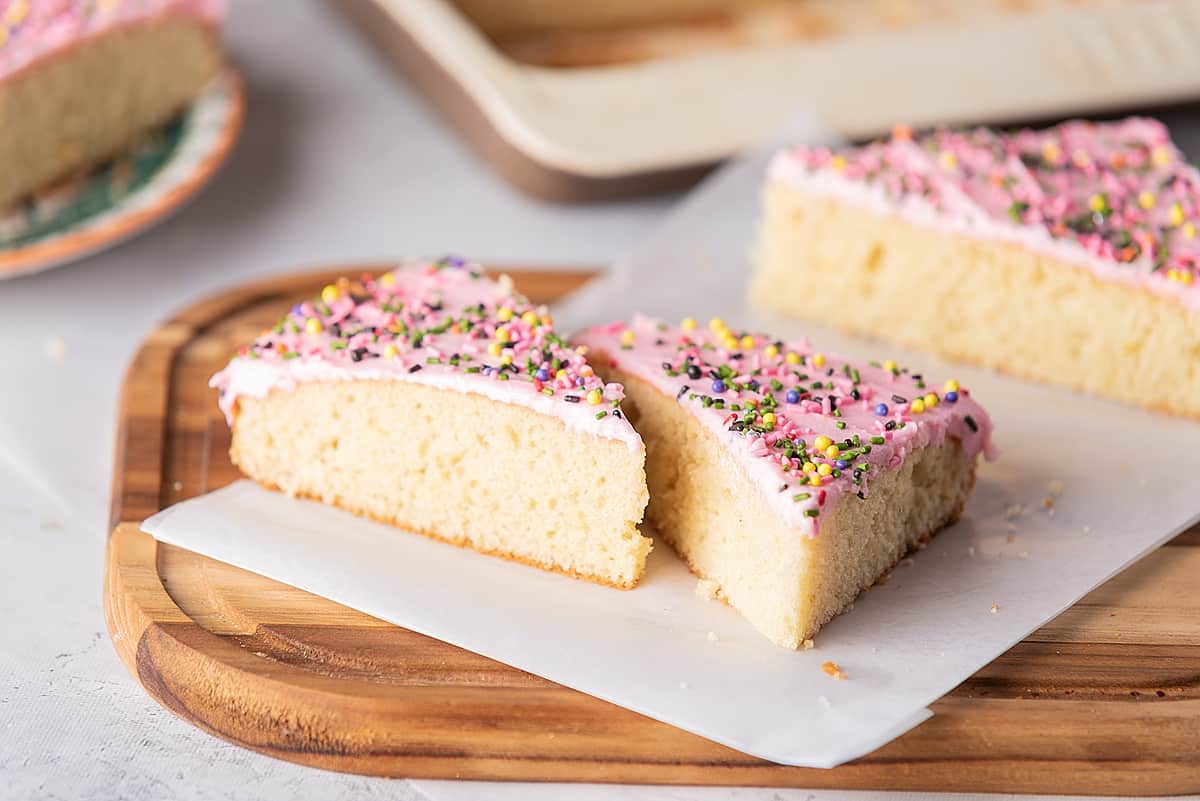 <p>Cortadillos is a vibrant Mexican Pink Cake that turns any celebration into an unforgettable event. This dessert is a homemade marvel, soft as a cloud, and adorned with pink frosting and sprinkles</p><p><strong>Get the recipe: <a href="https://inmamamaggieskitchen.com/cortadillos-mexican-pink-cake/">Cortadillos</a></strong></p>