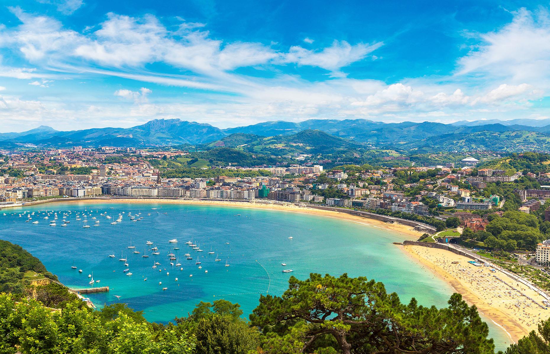 The celebrated 298-mile (480km) Basque Circuit winds its way through the rugged landscapes of northern Spain and southwest France. from Bilbao to Pamplona and up into the Pyrenees, before plunging back down towards Biarritz and tracing the Bay of Biscay, taking in the many splendours of San Sebastián (pictured) along the way.