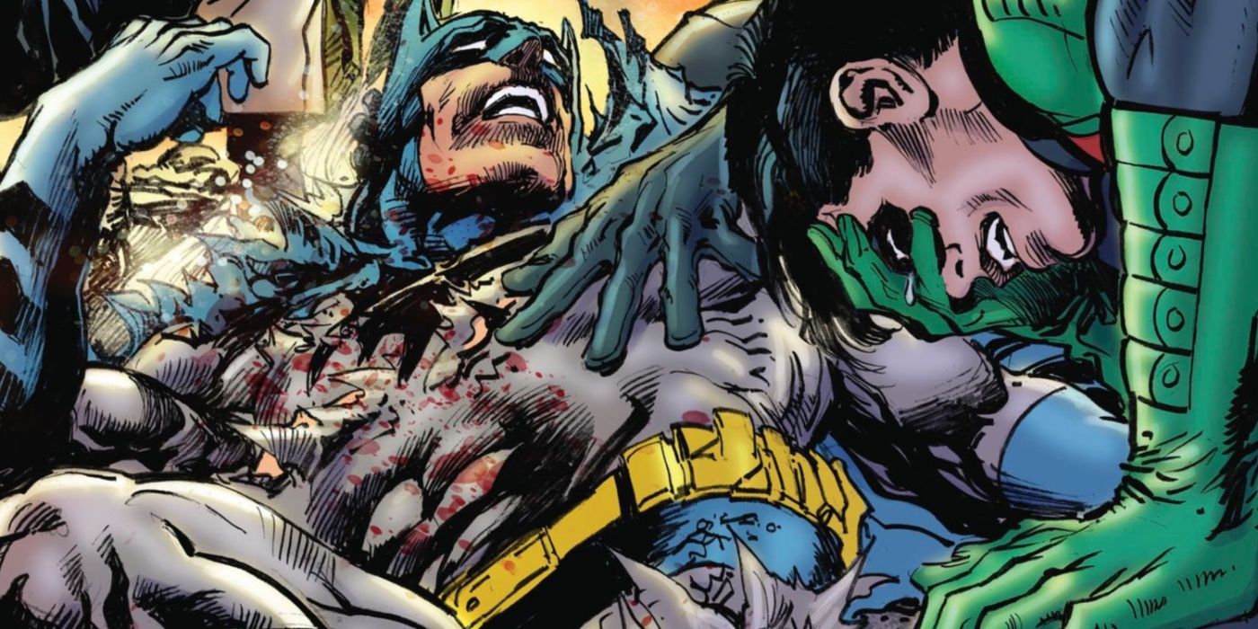 Robin mourning over <b>Batman</b> in cover art for <b>Batman</b> vs. Ra&apos;s <b>al</b> Ghul. 