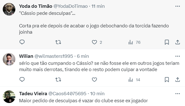 Direto e reto: Cssio bota cara a tapa e manda recado direto para a torcida do Corinthians