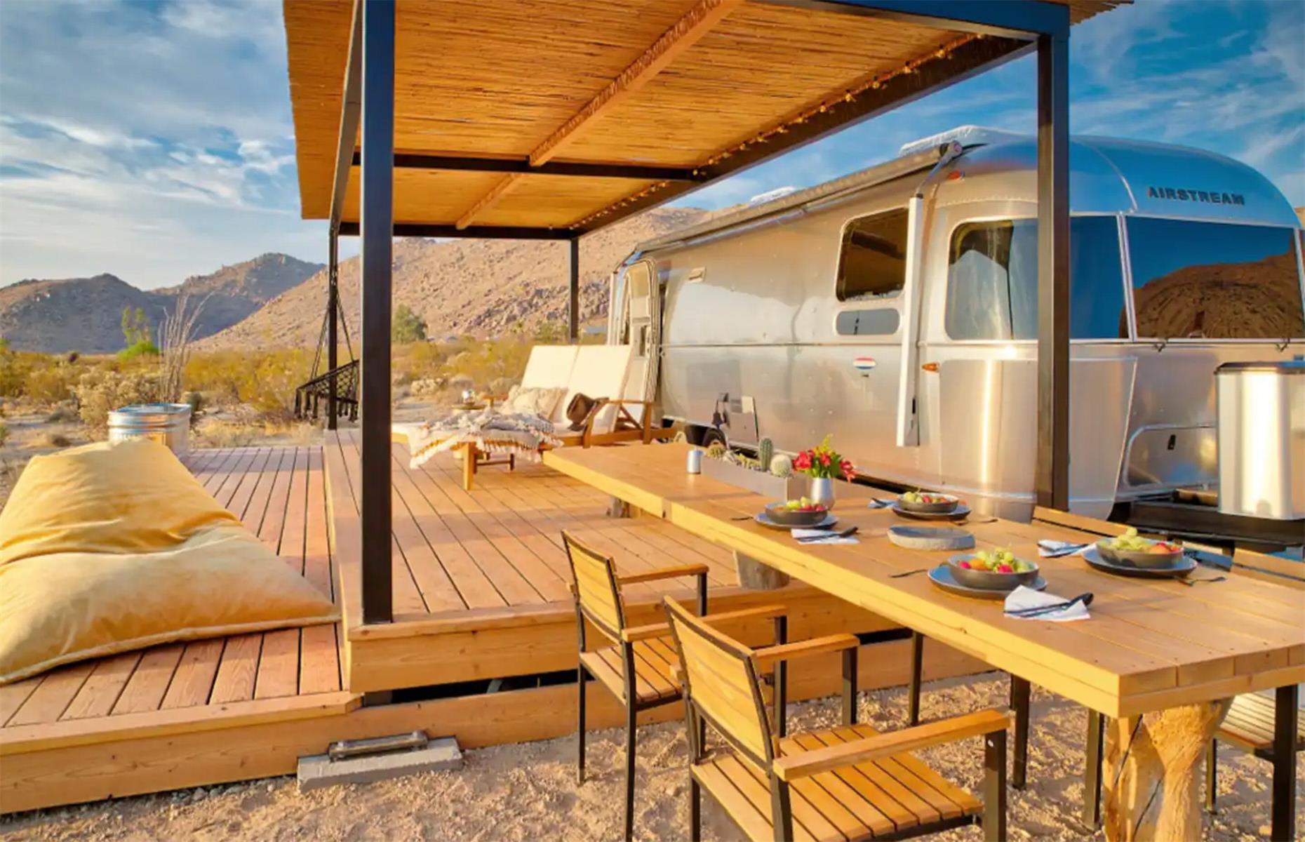 <p>If you’re seeking the ultimate desert retreat, look no further than this fabulous refurbished <a href="https://www.airbnb.co.uk/rooms/44403770">27-foot Airstream</a>, situated near Joshua Tree National Park.</p>  <p>With its incredibly sleek interior, this Airstream is more reminiscent of a five-star hotel than a tiny home on wheels.</p>  <p>It offers a refrigerator with a freezer, a gas hob, oven, microwave, Nespresso coffee machine, toilet and shower, as well as all the amenities you need for a relaxing stay.</p>