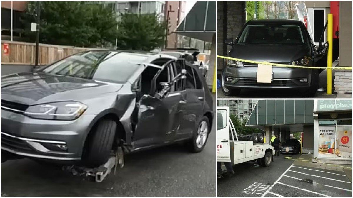detik-detik kematian tragis pria saat beli makanan di drive thru mcd,tergencet pintu mobil and tiang