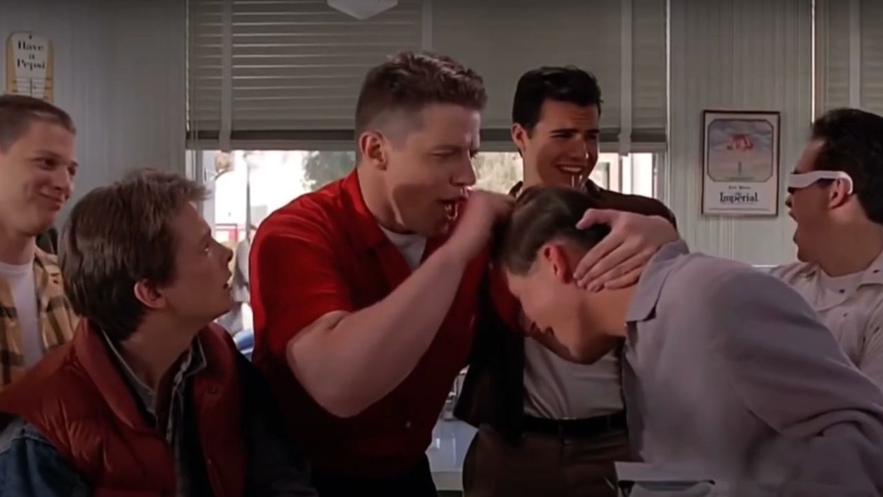 <p>                     Who wants to remember Biff Tannen in any moment other than those times he was foiled by the family McFly? Well, in one of his less creeptastic moments in <em>Back to the Future</em> history, his taunting of young George did leave us with one of many of the iconic catchphrases this movie claims as its own.                   </p>