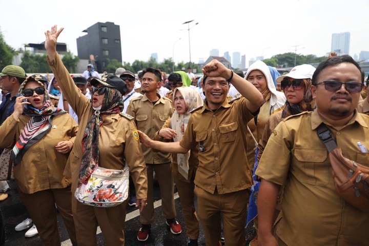 Foto: Aksi Massa APDESI Di Depan Gedung DPR