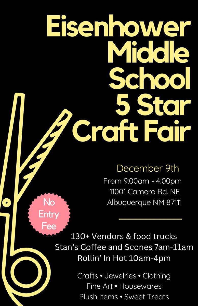 Eisenhower middle school Craft Fair, this Saturday, December 9 from 94