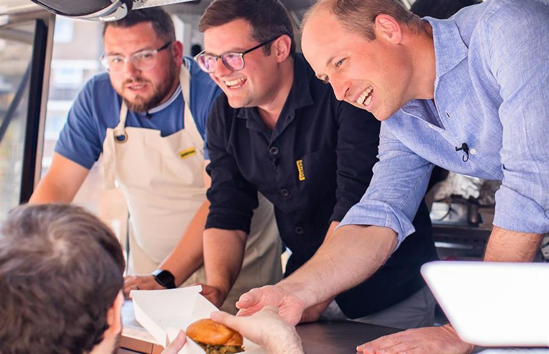 <p>In July 2023, Prince William teamed up with online cooking community Sorted Food to serve burgers from its food truck. The special was the Earthshot burger, developed using three products that won the 2022 Earthshot Prize, an award launched by the Prince of Wales to find innovative solutions to the world’s greatest environmental challenges. The veggie burgers were cooked in a Mukuru Clean Stove, which generates 70% less pollution than a traditional stove, and served in Notpla boxes, a fully biodegradable plastic alternative made from seaweed and plants.</p>