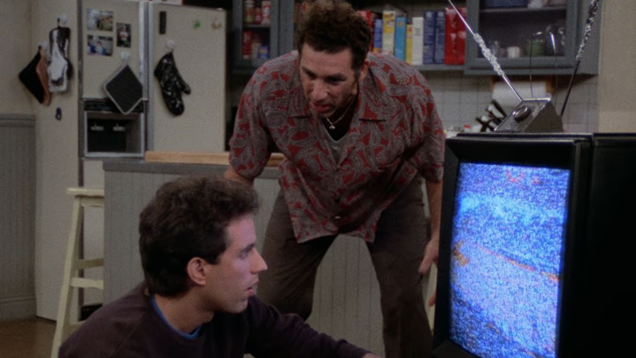 <p>                     Kramer insists on hooking up Jerry with an unlawful cable installation like he has in his apartment, but the fear of getting caught plagues Jerry with paranoia and nightmares. After changing his mind about the job, Jerry agrees to pay the Russian installers their fee, but rescinds when they charge $250 more than promised. It ends up costing Jerry his TV, which the Russians pettily destroy.                   </p>