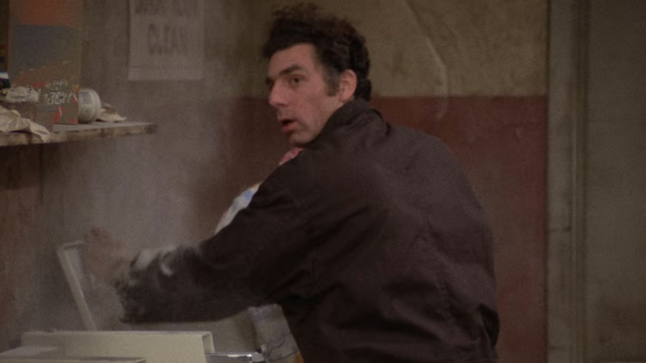 <p>                     When Jerry discovers that the money he kept in his laundry bag is missing, he and Kramer suspect that cantankerous laundromat owner, Vic (John Capodice), took it for himself. Kramer hatches a vengeful plan to put a bag of cement in one of Vic’s machines while Jerry distracts him, only to discover that Kramer unwittingly had the money, which Vic takes to finance the machine repairs.                   </p>