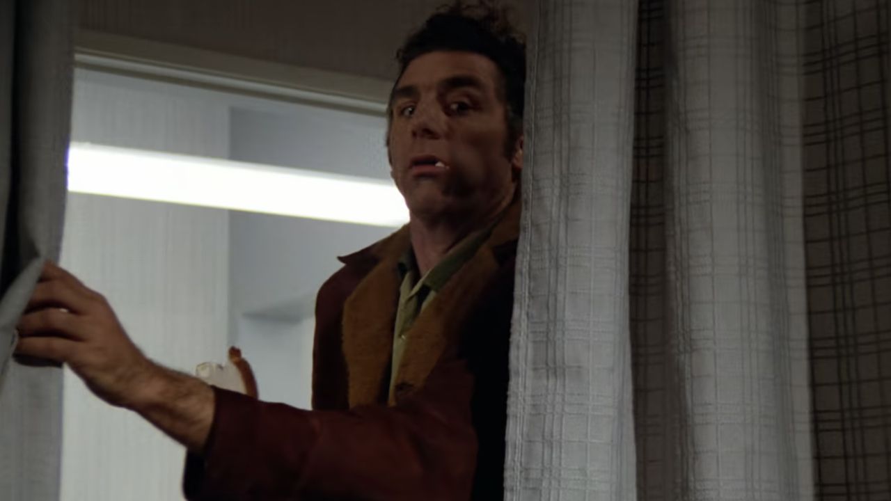 <p>                     When Kramer becomes convinced that he discovered a half-human, half-pig hybrid at a hospital, he conspires to “liberate” him himself. However, he is forced to admit this creature was just an overweight mental patient after he steals George’s car.                   </p>