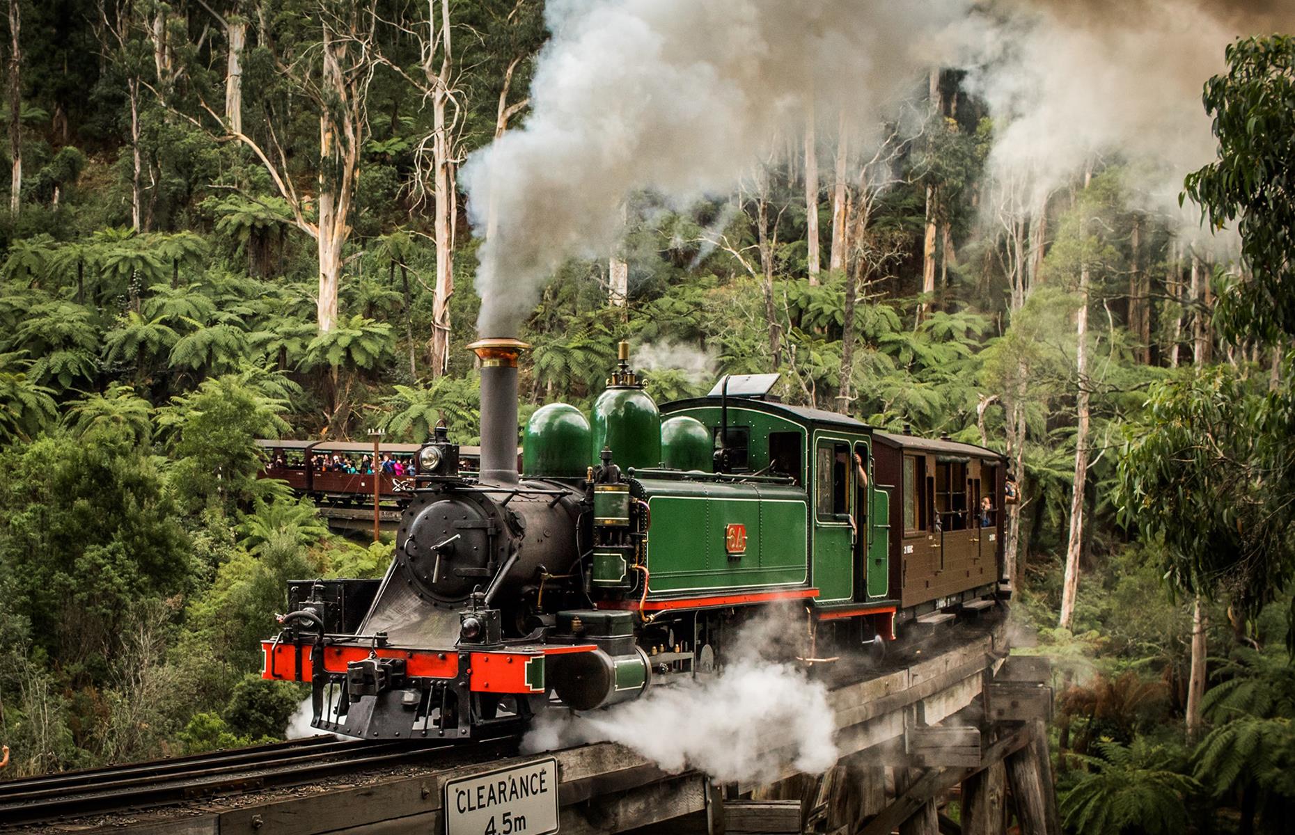 <p>Often named Australia's finest heritage railway, this is one for serious train fans and history buffs. Harking back to a by-gone era when steam locomotives ruled the rails, Puffing Billy is a relic of the 1920s that still races through the Dandenong Ranges on a one-and-a-half-hour journey. The only survivor of a failed attempt at introducing a series of narrow-gauge lines by the then-named Victorian Railways, Puffing Billy is a piece of living history. The journey goes from Belgrave into Sherbrooke Forest, to the intermediate station of Emerald and onto the historic township of Gembrook.</p>