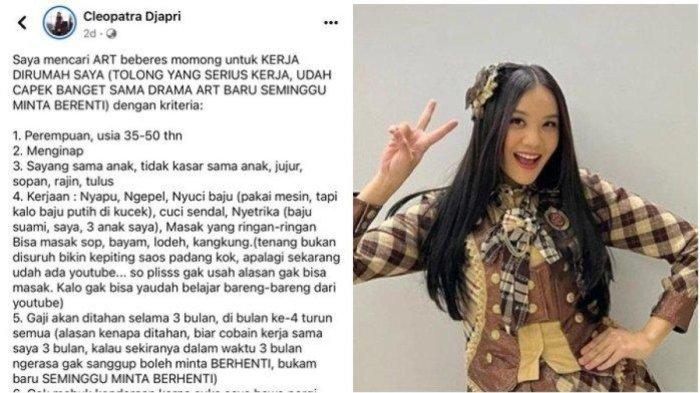 Klarifikasi Cleopatra Eks JKT 48 Usai Heboh Cari ART Gaji Rp1,7 Juta ...