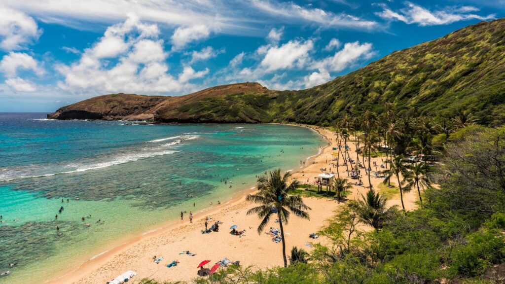 <p>On the southeast coast of Oahu, Hanauma Bay is a protected marine life conservation area and underwater park. It's one of the best places in Hawaii for snorkeling, with range of marine life and coral. The bay results from a volcanic crater and offers educational programs about marine ecosystem conservation. Visitor numbers are regulated to preserve its natural beauty.</p>
