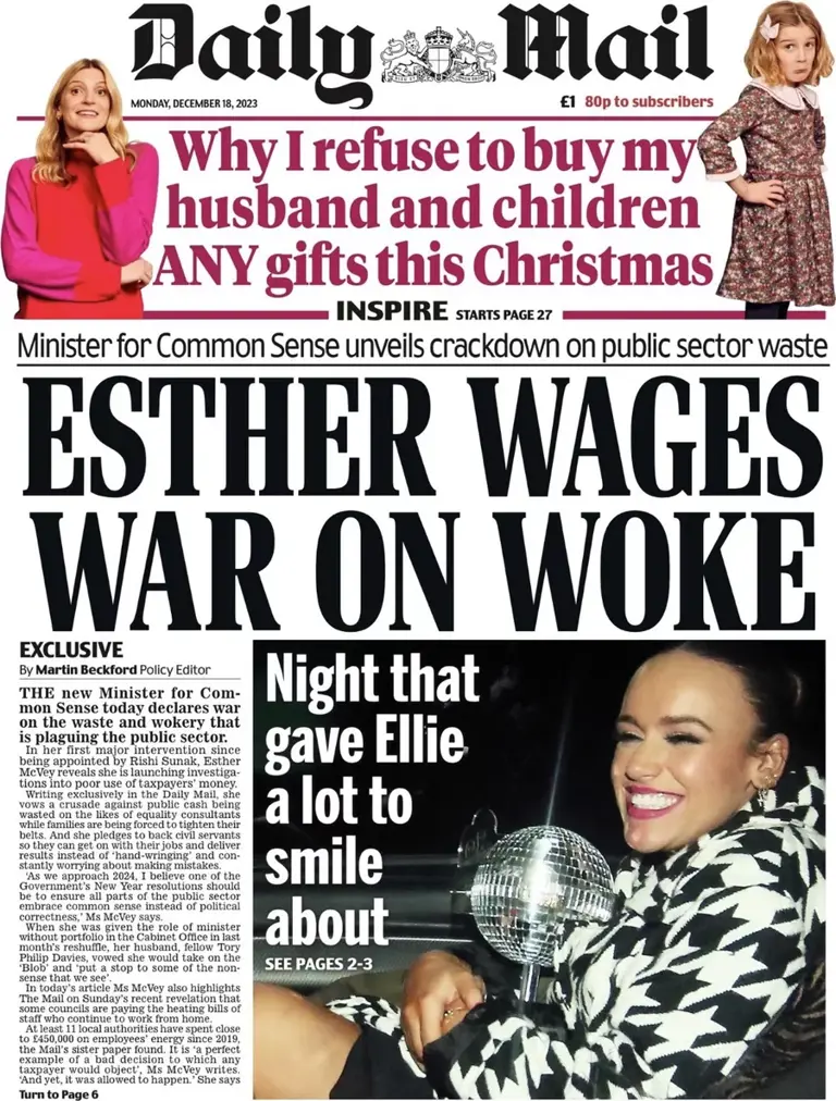 Newspaper front pages from around the world, 18 December 2023