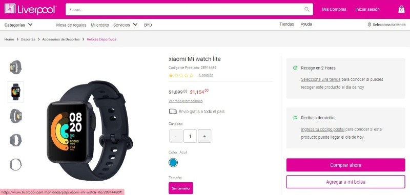 amazon, smartwatch xiaomi parecido al apple watch por menos de mil pesos, y hasta 12 meses sin intereses