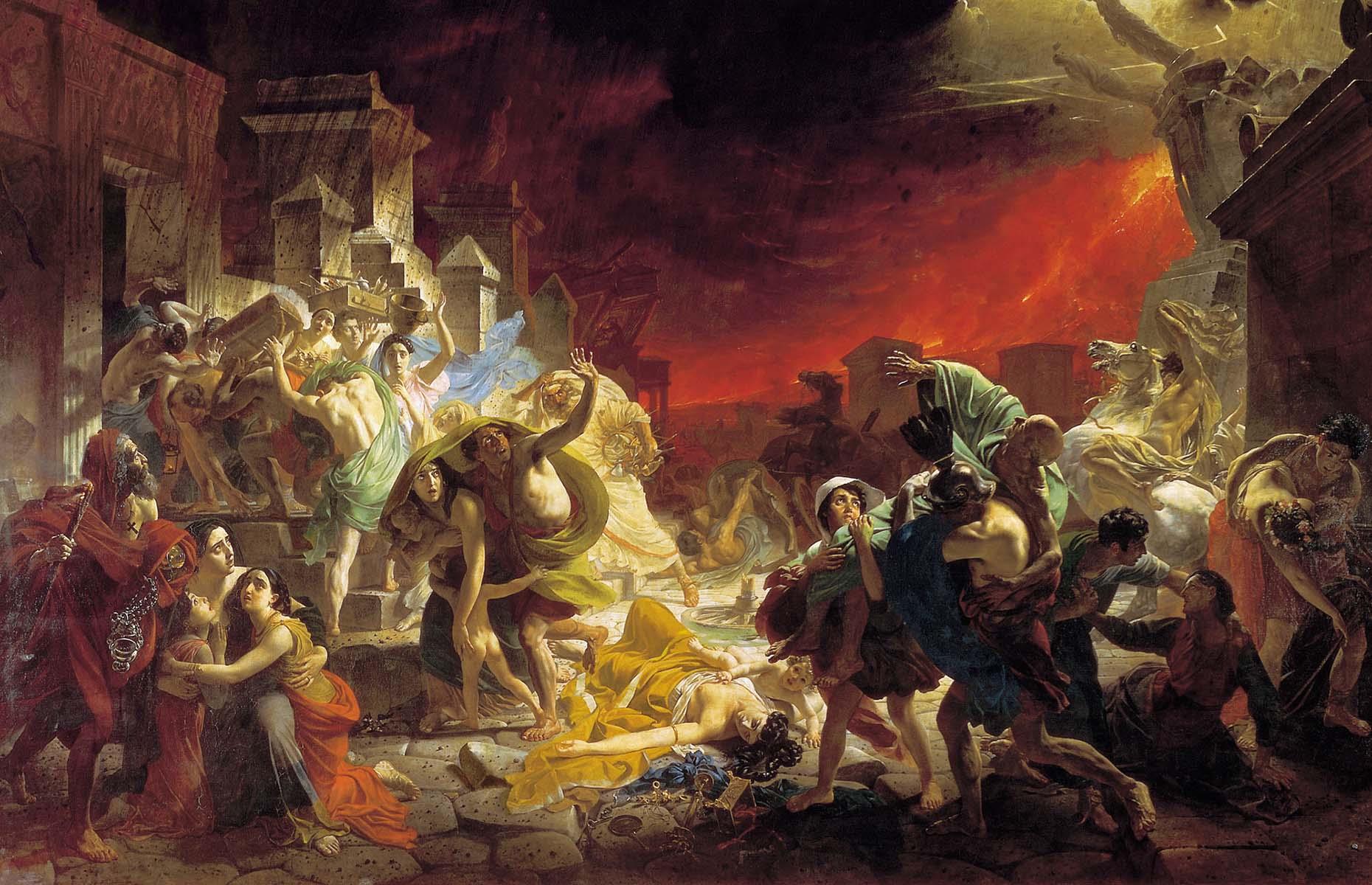 <p>The eruption of Mount Vesuvius inspired countless artworks recreating the drama of Pompeii’s demise – albeit with varying levels of accuracy – both tapping into and helping to maintain public appetite for this tragic story. They include French artist Pierre-Jacques Volaire, British painter Joseph Wright of Derby (who created more than 30 works on the subject) and Russian Karl Bryullov, whose work is pictured here.</p>  <p>The last of these even prompted another creative endeavour in Edward Bulwer-Lytton’s popular potboiler novel <em>The Last Days of Pompeii</em>, which helped shape modern understandings of Pompeii.</p>