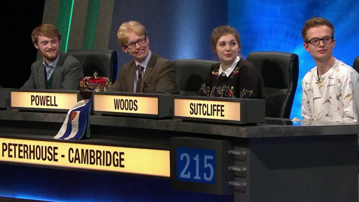 University challenge. Joanna Woods Cambridge Peterhouse.