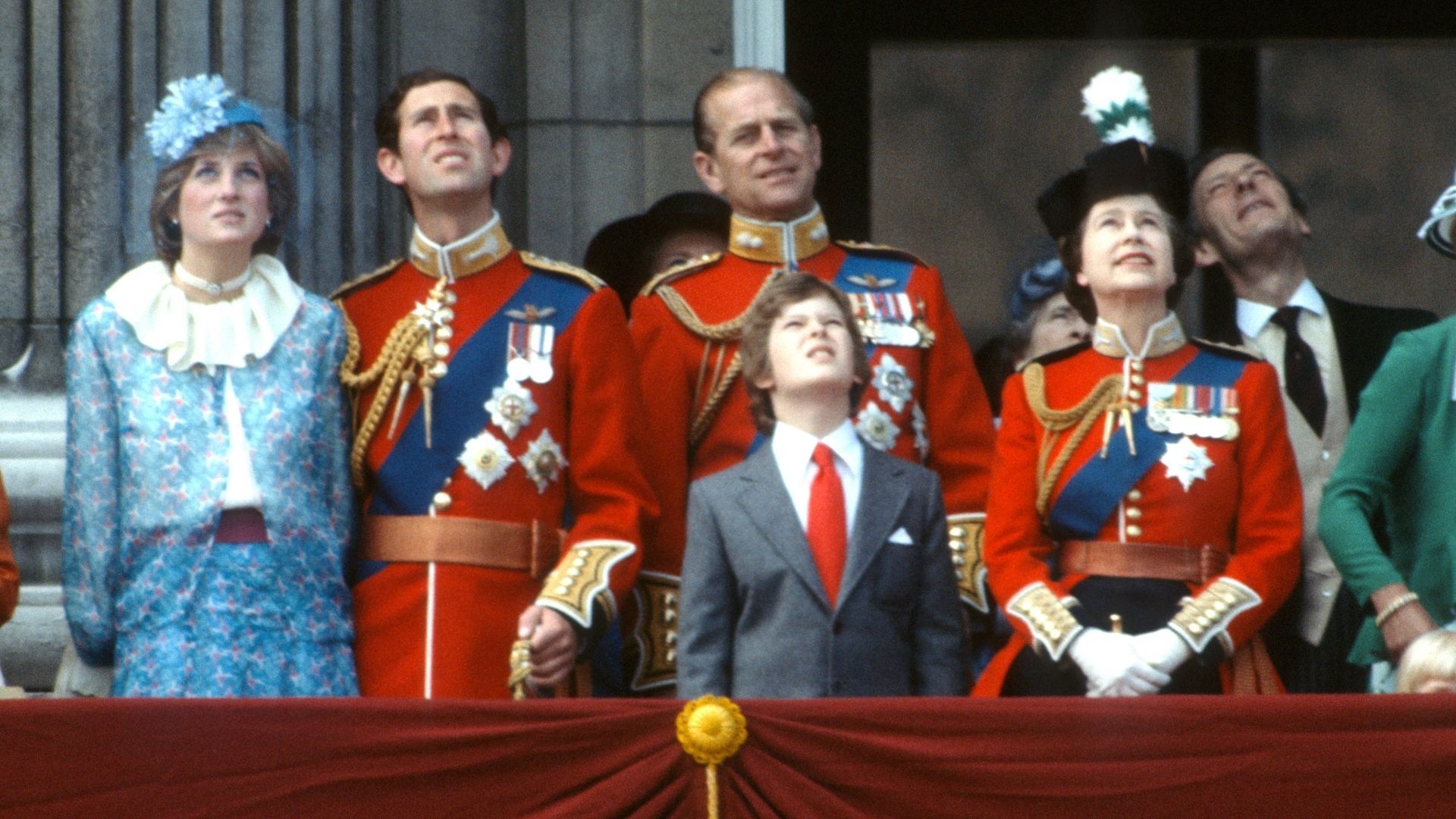 <p>                     Just one month before marrying Prince Charles, Princess Diana made her first official appearance on the Royal Balcony for her first Trooping the Colour ceremony. She stood alongside Charles and the rest of the royal family whilst they all looked out at the display.                   </p>