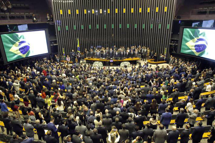 Cerimônia de promulgação da reforma tributária no Congresso Nacional, após três décadas de discussão. Foto: WILTON JUNIOR