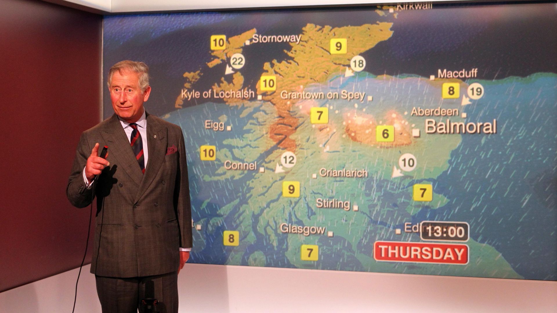<p>                     Another brilliant example of King Charles's humour and wit, the royal presented the weather forecast for BBC Scotland in 2012. The Prince executed the report perfectly and got several laughs from the studio after joking about the drizzly weather and saying “Thank god it isn’t a bank holiday!”                   </p>