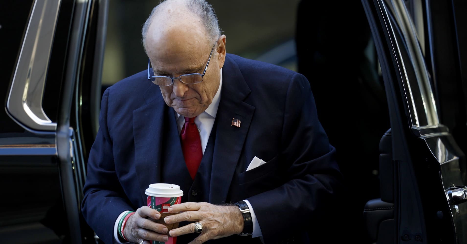Rudy Giuliani, the former personal lawyer for former U.S. President Donald Trump, arrives at the E. Barrett Prettyman U.S. District Courthouse in Washington, D.C., on Dec. 15, 2023.