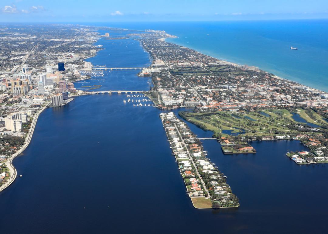 <p>Population: 1,875</p>  <p>An affluent and safe city, South Palm Beach is a haven for retirees. Its attractions include museums, golfing, dining, shopping, proximity to airports, and of course, beaches. There are plenty of retirement communities and easy access to reputable health services.</p>
