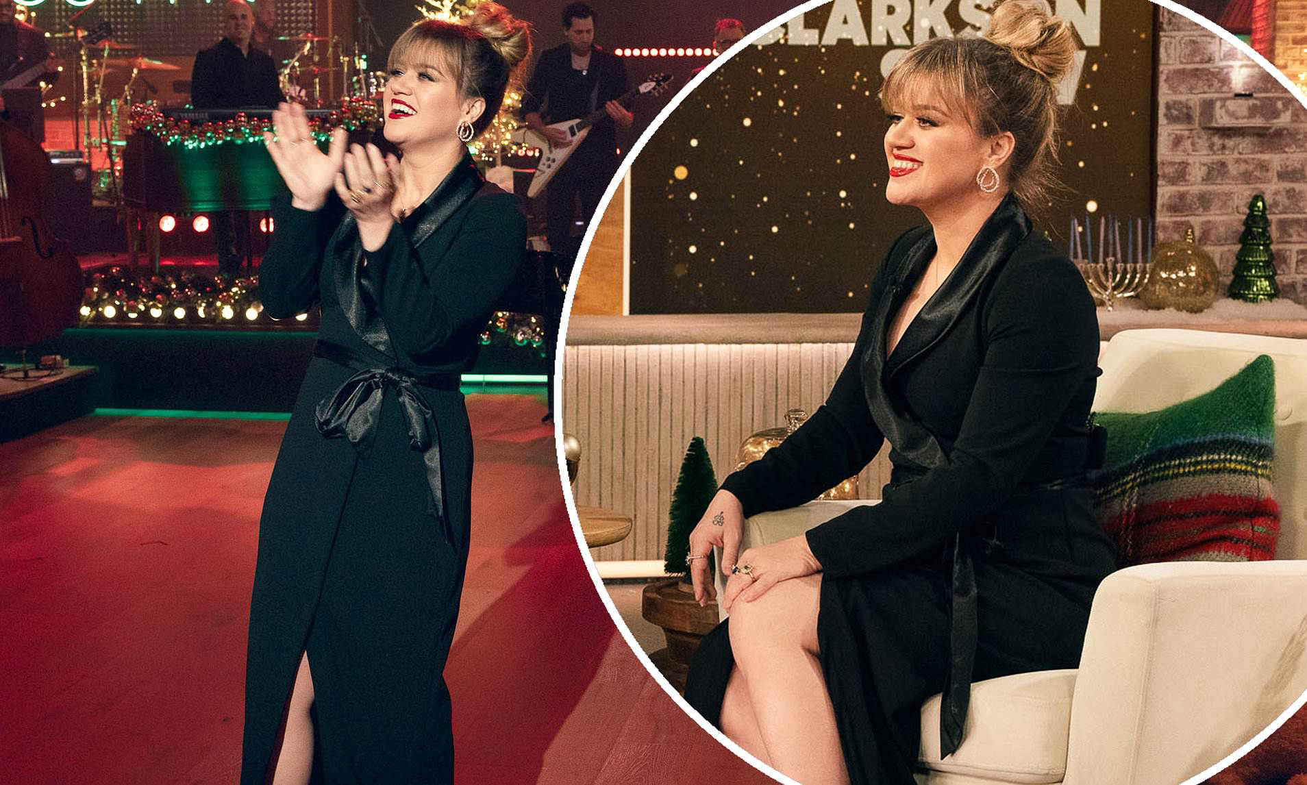 Kelly Clarkson, 41, shows off her weight loss in a black dress