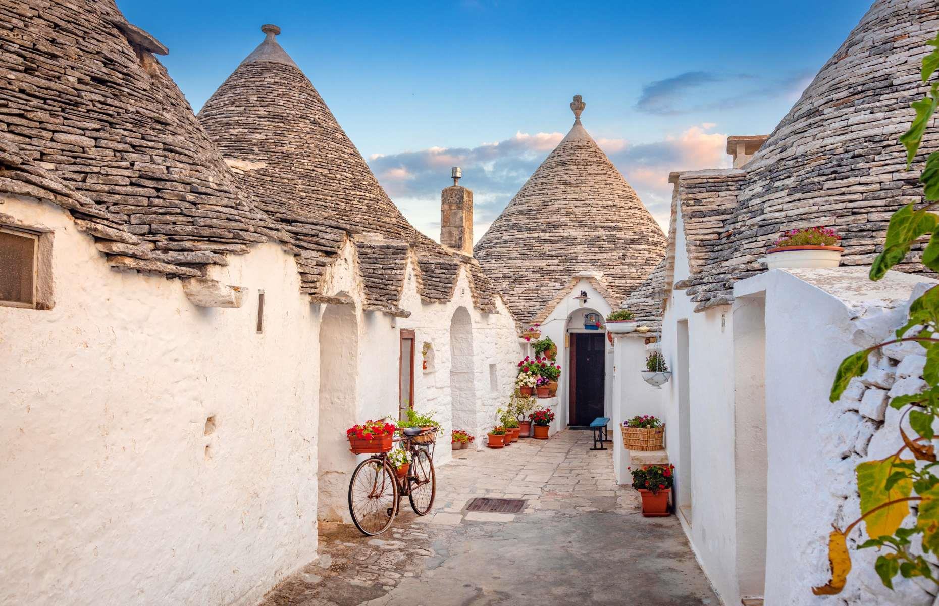 <p>Also in the Valle d’Itria, Alberobello is famous for one thing: its conical limestone trulli dwellings. Inscribed on the UNESCO World Heritage list, which describes them as “remarkable examples of drywall (mortarless) construction, a prehistoric building technique still in use in this region”, trulli have been here since the mid-14th century. The town is touristy but charming, especially early in the morning, and if you head to Rione Aia Piccola – the small yard district – you’ll escape the crowds.</p>