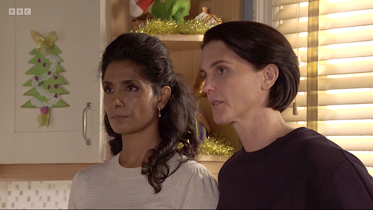 Balvinder Sopal as Suki and Heather Peace as Eve in EastEnders