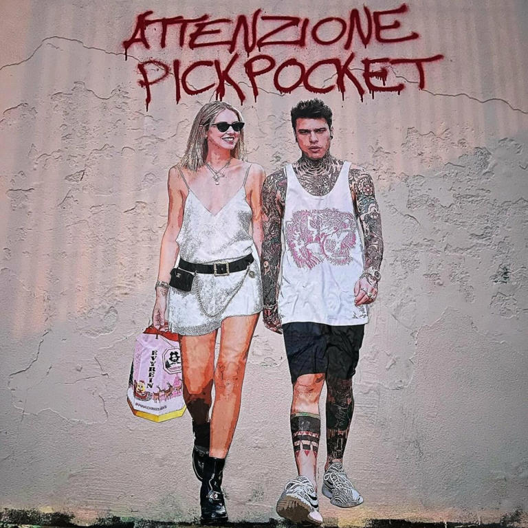 Ferragni-Fedez, il murale sfottò comparso a Padova: «Attenzione pickpocket», cosa significa il disegno di Evyrein