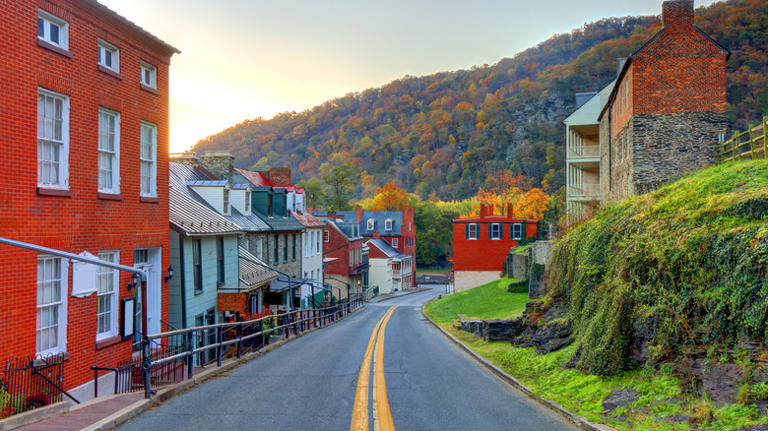 road through small town in West Virginia