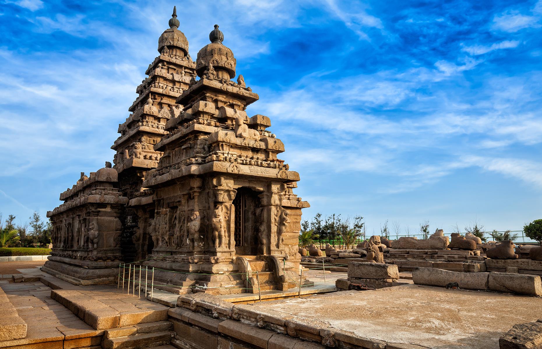 <p>Wander around the evocative temple ruins and carved caves of this port city on Tamil Nadu's Coromandel Coast. The majestic 7th-century Shore Temple (pictured) faces out to the Bay of Bengal and the Pancha Rathas are a complex of rock-cut shrines and intriguing stone monuments, including an elephant.</p>