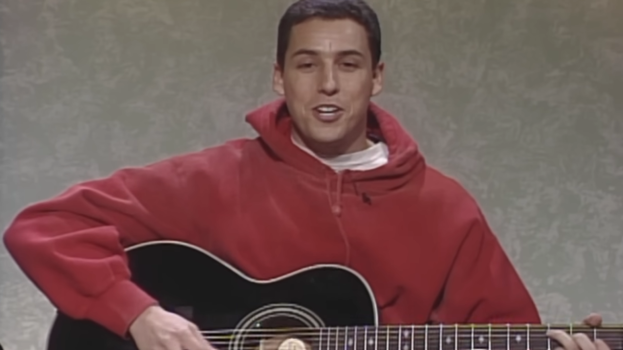 <p>                     Sandler's tunes that he would often sing on <em>Saturday Night Live </em>were iconic for a reason, and one of his best was "Red Hooded Sweatshirt," a song that he sang in honor of Valentine's Day for the love he felt for his sweatshirt, a gift from his mother. The hilarious line is "I like to rest my hands in your kangaroo pouch, it makes them feel comfy like a big soft couch."                   </p>                                      <p>                     It's such a strange combination of lyrics that makes you chuckle, but also so true. I need an oversized sweatshirt now.                   </p>