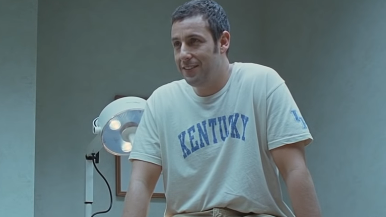 <p>                     In the film <em>Funny People, </em>Sandler plays George Simmons, a comedian diagnosed with an illness. When Simmons visits a doctor and notes how terrifying the doctor's accent is, he openly says to him, "Are you mad that you died at the end of <em>Die Hard?</em>" Talk about something to never say to your doctor.                   </p>