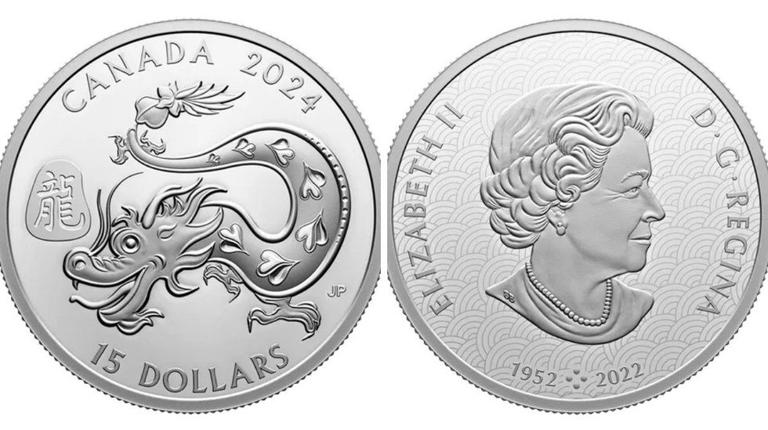Le Canada a une nouvelle pièce de monnaie en argent arborant un gros dragon  (PHOTO)