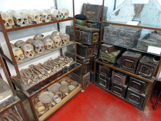 Human remains and war materiels from the 1971 Bangladesh Genocide on display at the Liberation War Museum in Dhaka, Bangladesh. (Photo by Adam Jones/Wikipedia/Creative Commons)