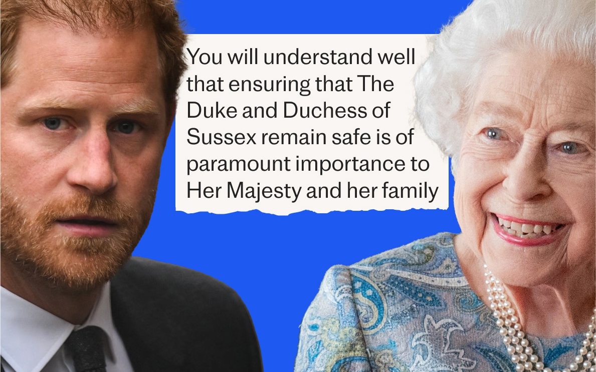 late queen wanted prince harry’s security to continue, letter reveals