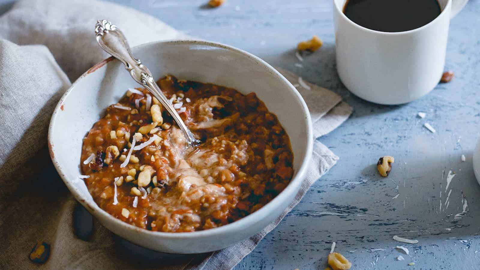 <p>This oatmeal brings the flavors of carrot cake to your breakfast table, enriched with apple butter, apples, and topped with apple butter mascarpone for a cozy fall-inspired dish.<br><strong>Get the Recipe: </strong><a href="https://www.runningtothekitchen.com/apple-butter-carrot-cake-oatmeal/?utm_source=msn&utm_medium=page&utm_campaign=msn">Apple Carrot Cake Oatmeal</a></p>