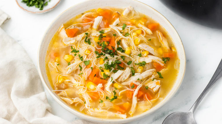 Roasted Corn Chicken Noodle Soup Recipe